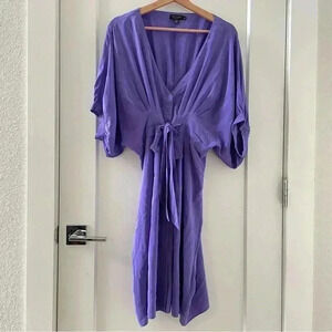Ted Baker Purple Silk Y2K Puff Sleeves Dress Size 4